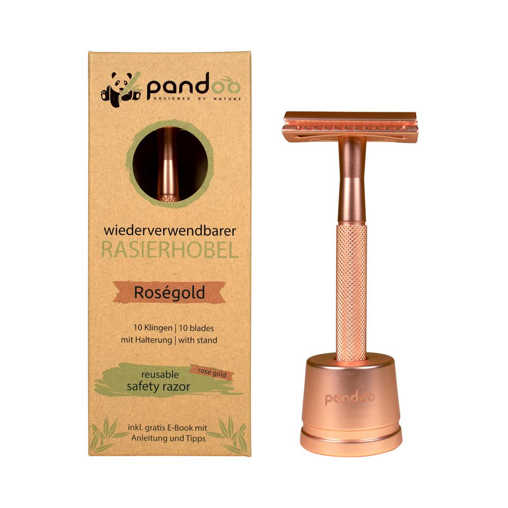Rasierhobel Metallgriff Roségold inkl. 10 Klingen