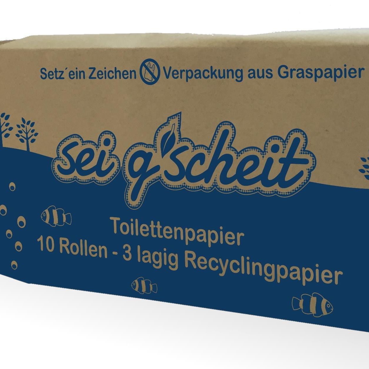 Toilettenpapier aus Recyclingpapier 10 Rollen im Graspapiersack