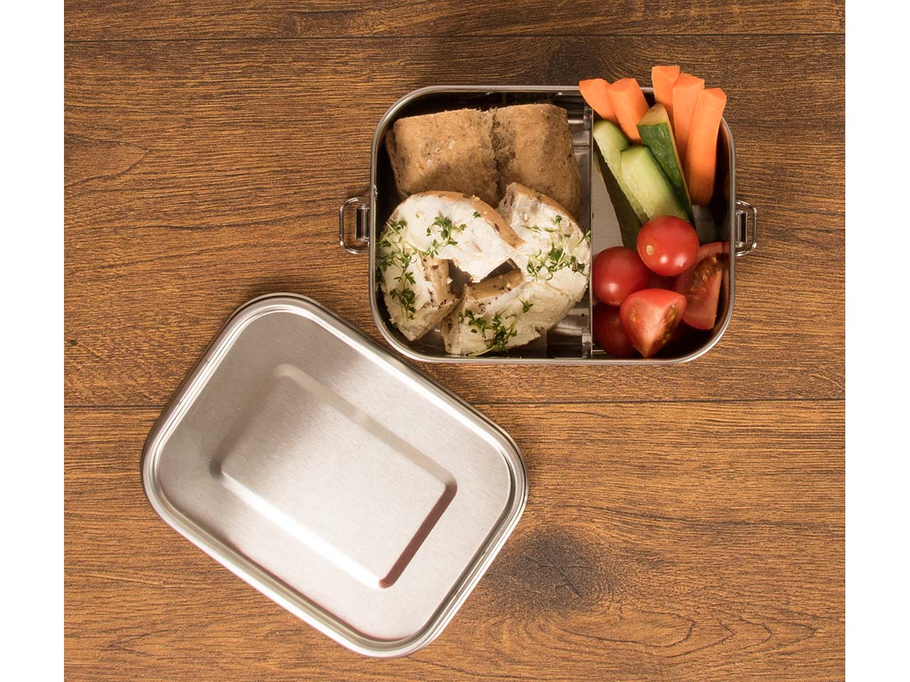 Edelstahl Lunchbox mit Trennsteg 800ml