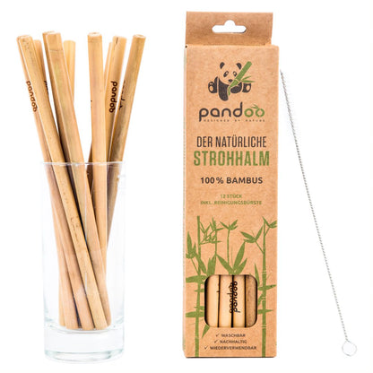 Bambus Strohhalme 12 Stück inkl Bürste